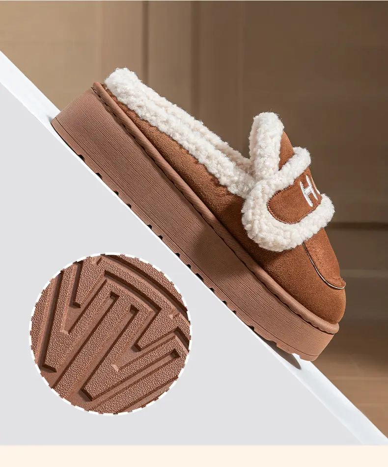 Winter Fleece-Lined Birkenstock Shoes for Women, Thick-Soled Cotton Slippers, Non-Slip Home Indoor Slippers, Autumn and Winter Warm Wool Slippers — feature 9