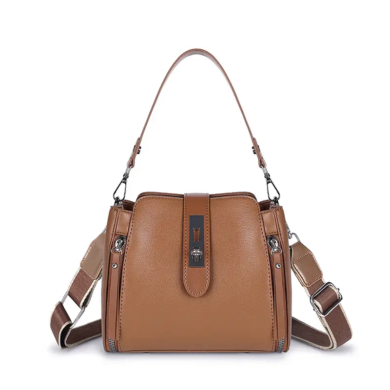 Women Crossbody Bag Brown Leather Large Capacity Foreign Trade - Image 8