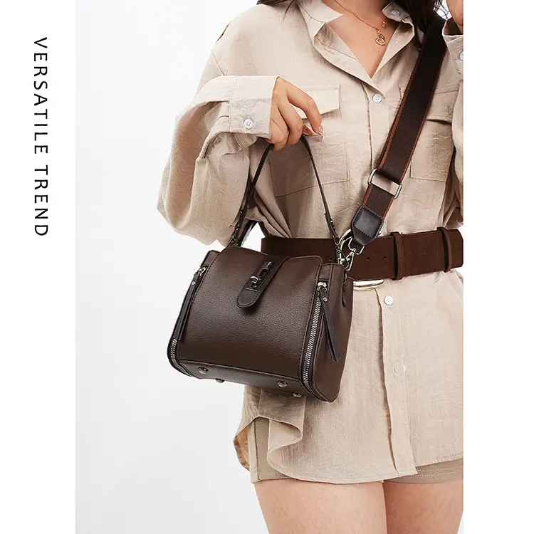 Women Crossbody Bag Brown Leather Large Capacity Foreign Trade — feature 11