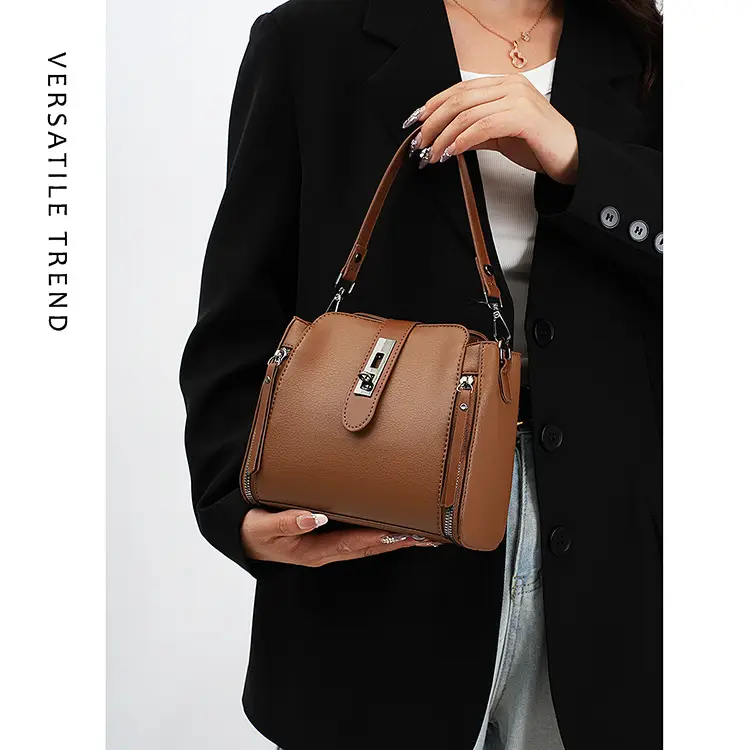 Women Crossbody Bag Brown Leather Large Capacity Foreign Trade — feature 12