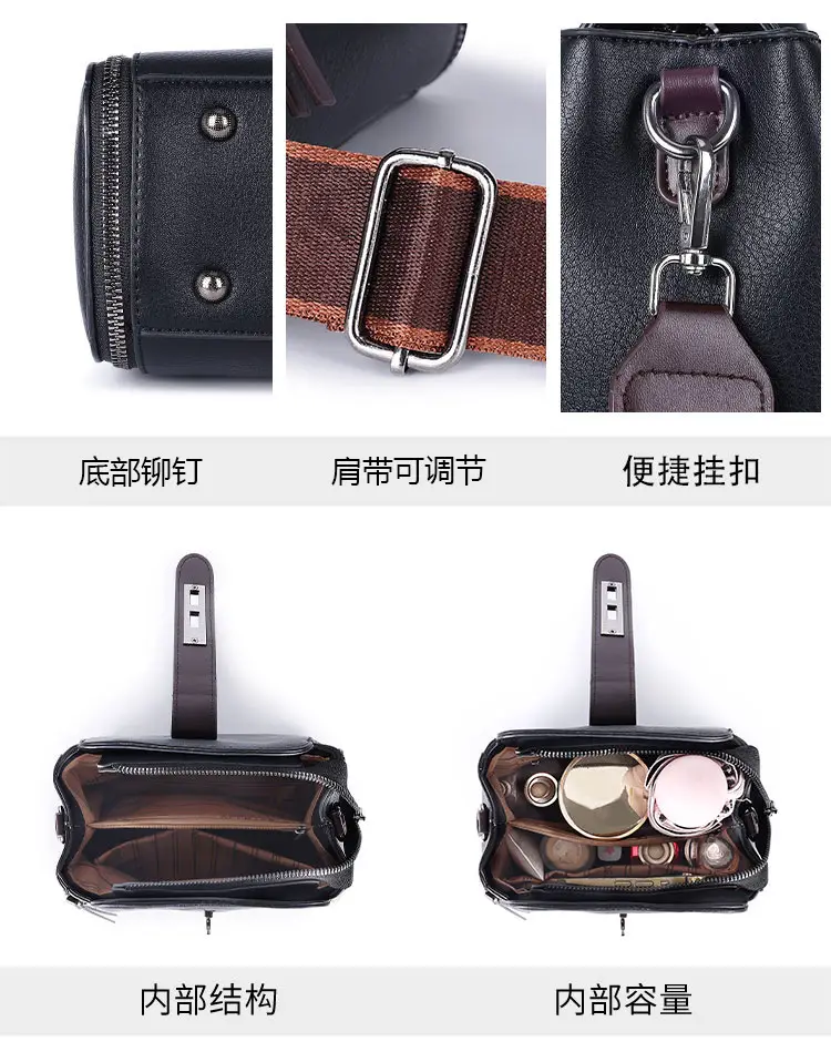 Women Crossbody Bag Brown Leather Large Capacity Foreign Trade — feature 5
