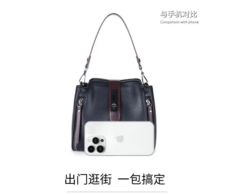 Women Crossbody Bag Brown Leather Large Capacity Foreign Trade — feature 7