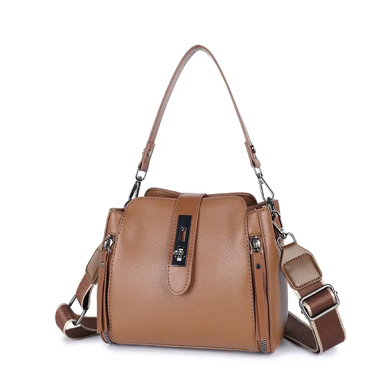 Women Crossbody Bag Brown Leather Large Capacity Foreign Trade - Image 2