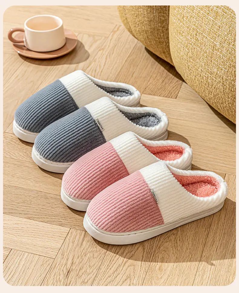 Women's Cotton Slippers with Heel Cover, Home Warm Thick-Soled Couple Indoor Non-Slip Maternity Thickened Winter Plush Slippers for Men — feature 19