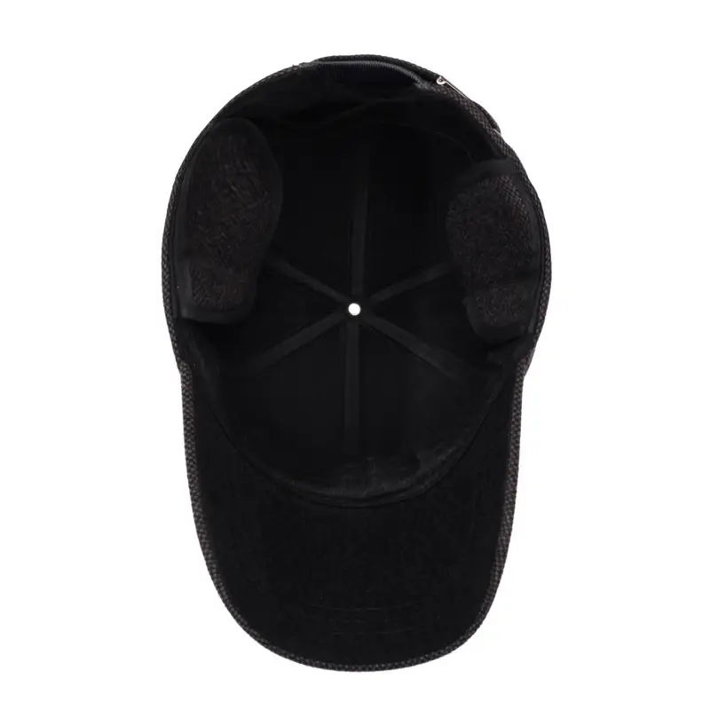 Men Black Knitted Baseball Cap Backed - Image 6