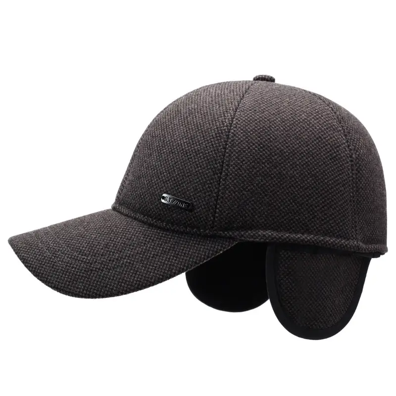 Men Black Knitted Baseball Cap Backed - Image 7