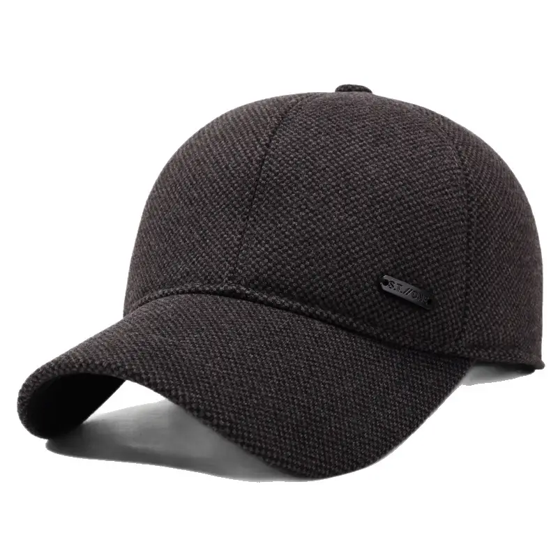 Men Black Knitted Baseball Cap Backed - Image 8