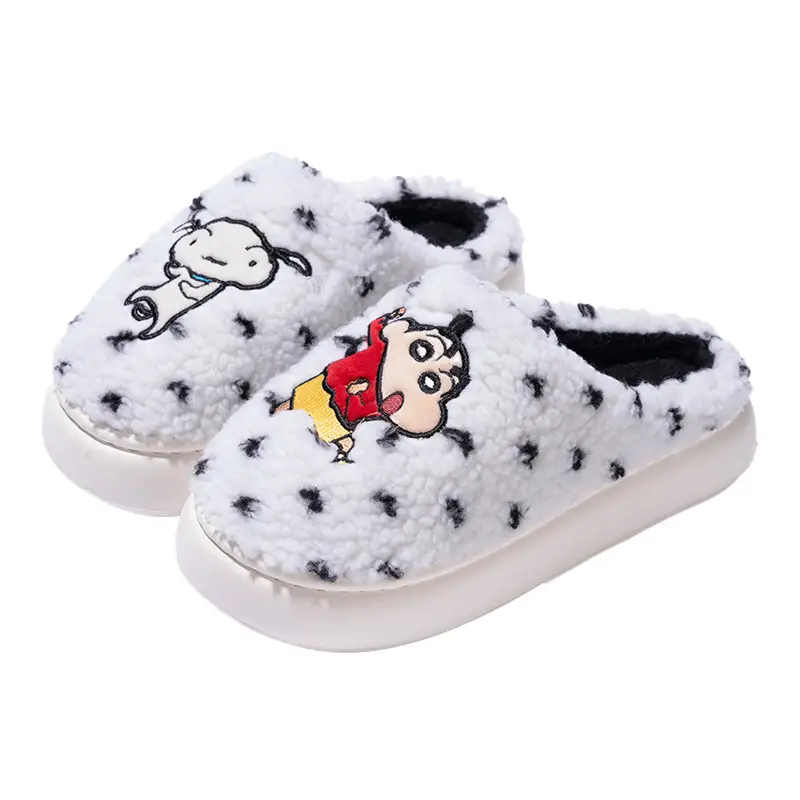 New Genuine Licensed Crayon Shin-Chan Slippers for Women, Winter Indoor Home Plush Warm Thick-Soled Couple Cotton Slippers
