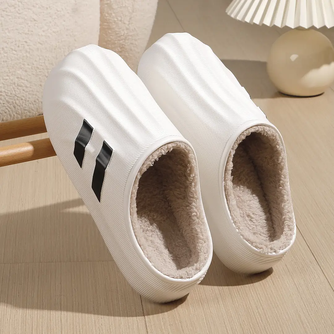 Waterproof Cotton Slippers for Men, 2025 Winter New Style, Simple Indoor Home Plush Warm Non-Slip Eva Slippers for Women - Image 2