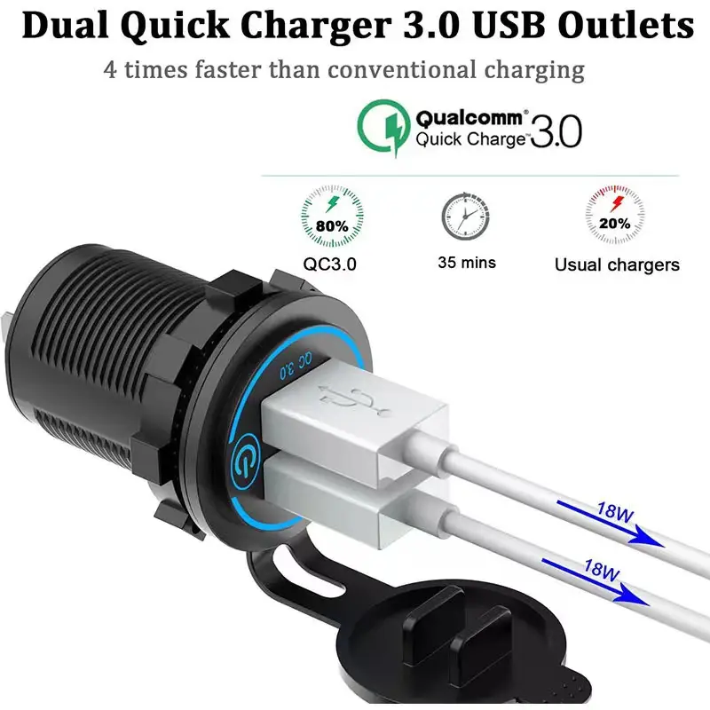 45W Motorcycle Car Charger Waterproof Dual USB — feature 8