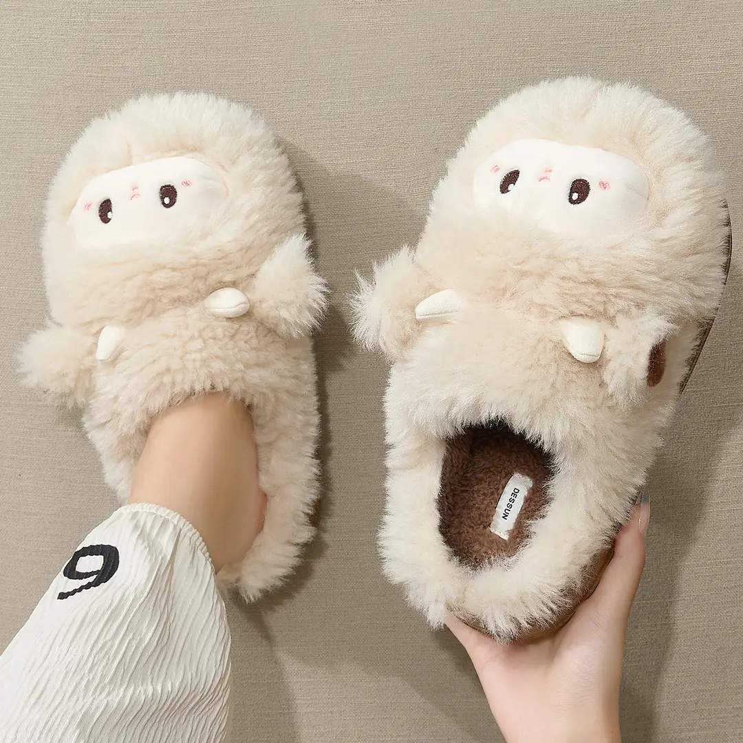 Cartoon Cute Little Sheep Children's Cotton Slippers for Girls, Winter Plush Warm Non-Slip Home Thick-Soled Comfortable Cotton Shoes for Boys - Image 7