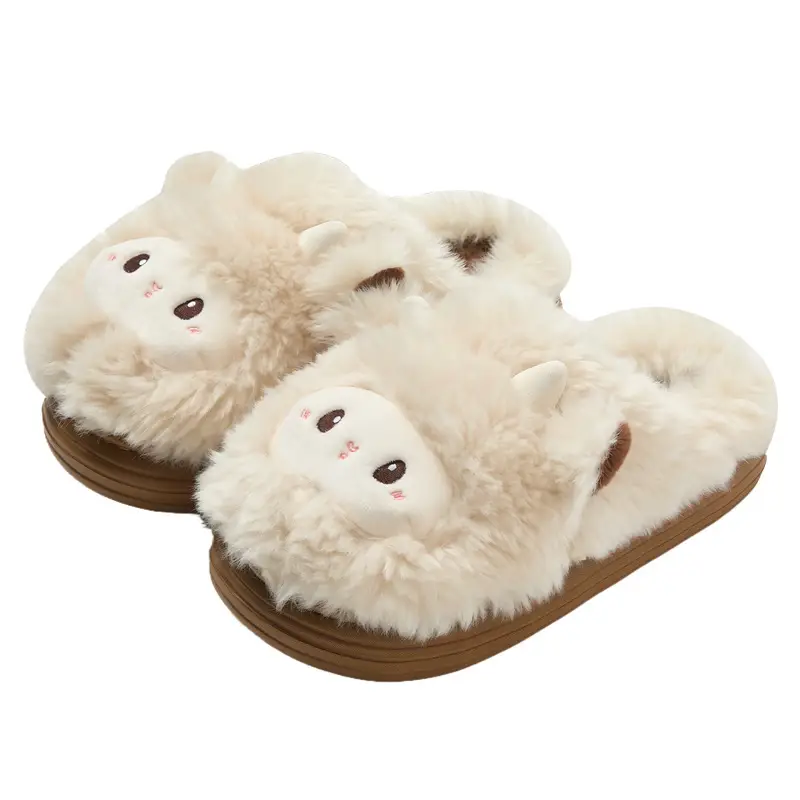 Cartoon Cute Little Sheep Children's Cotton Slippers for Girls, Winter Plush Warm Non-Slip Home Thick-Soled Comfortable Cotton Shoes for Boys - Image 8