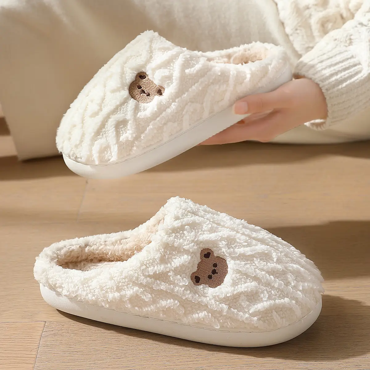 Cute Pink Cotton Slippers for Women Winter Warm Indoor Outdoor Wear - Image 6
