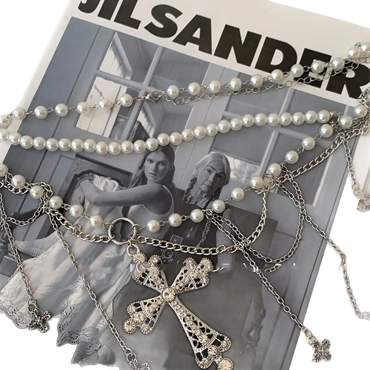 Diamond-Encrusted Pearl Waist Chain Accessory - Image 6