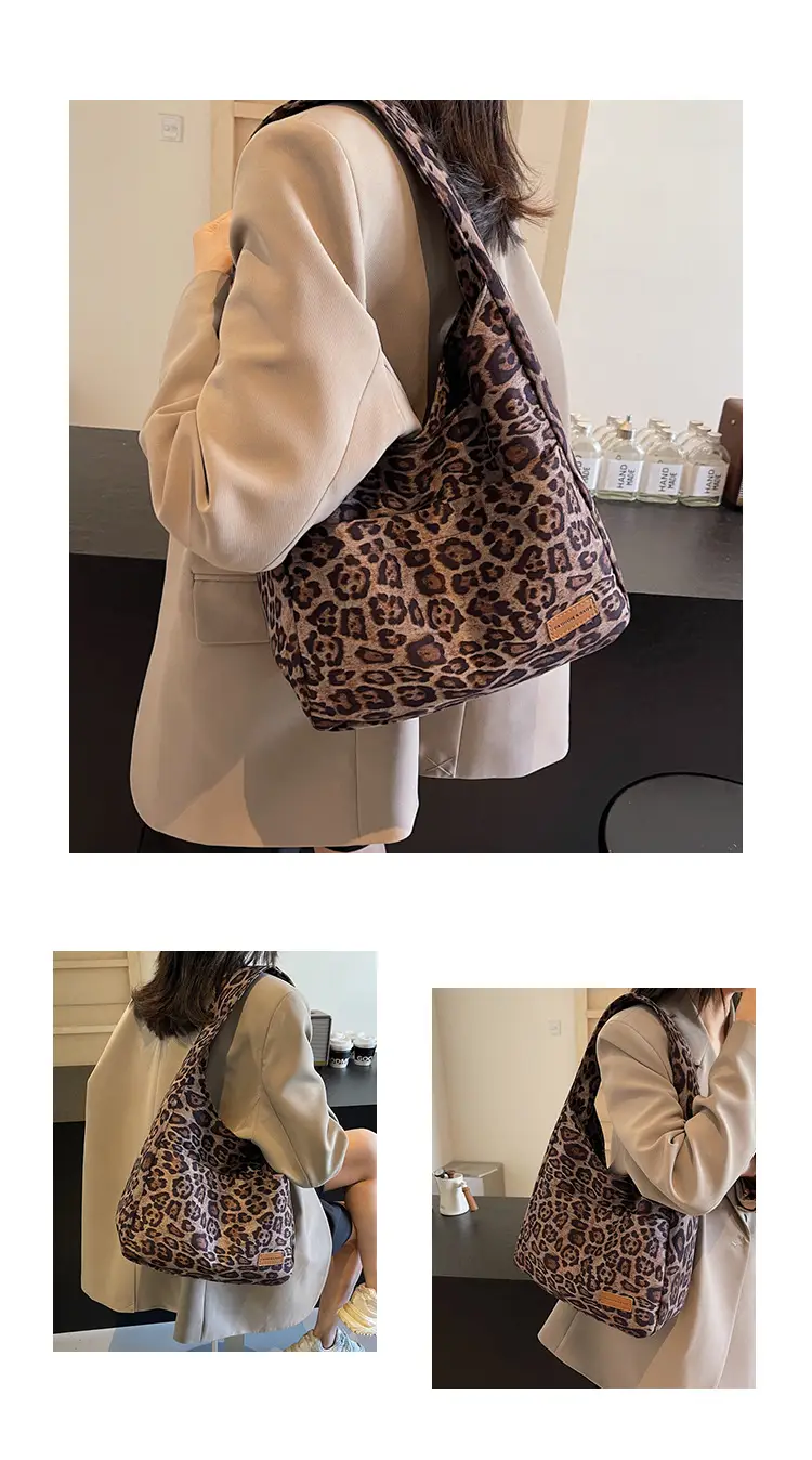 Leopard Textured Women's Shoulder Crossbody Bag Large Capacity — feature 10
