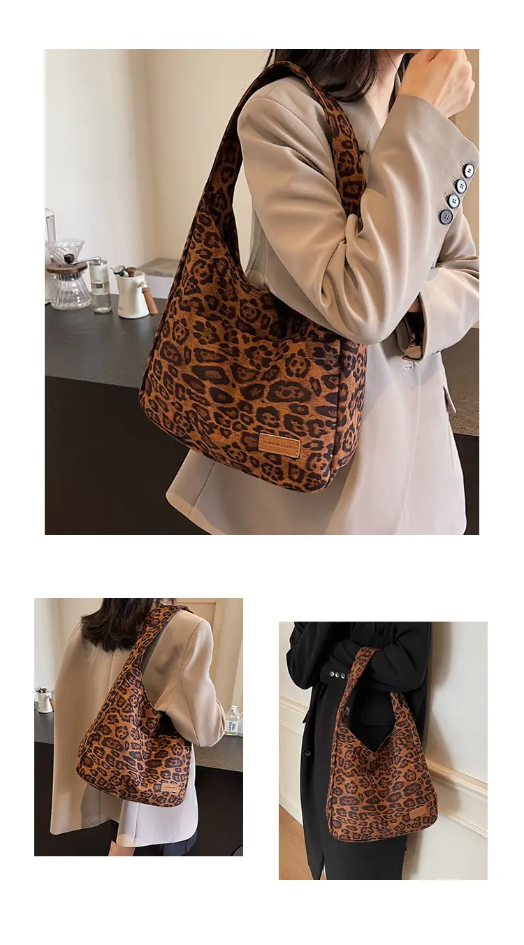 Leopard Textured Women's Shoulder Crossbody Bag Large Capacity — feature 11