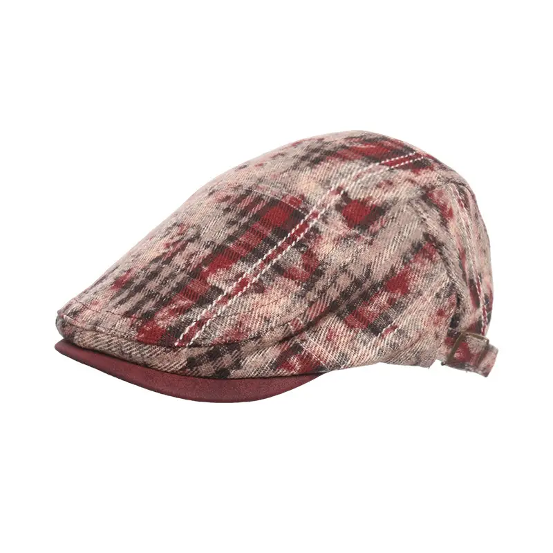Japanese Retro Plaid Forward Cap for Women Summer 2025 Large Head Circumference Reverse-Wear Duckbill Hat Face-Slimming Beret - Image 7