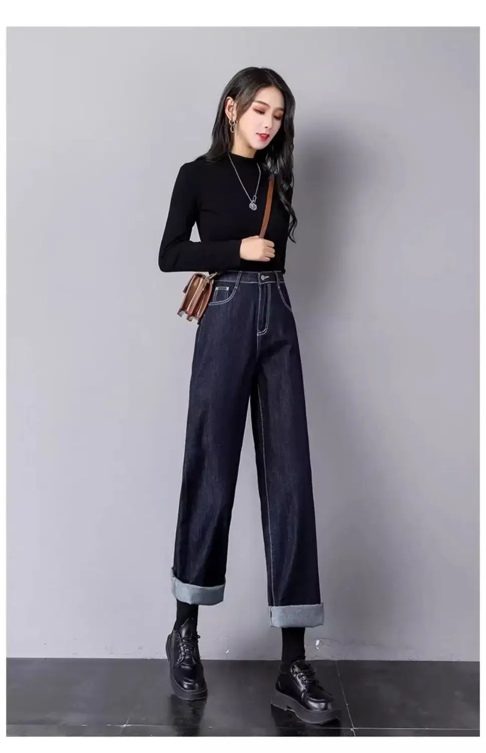 Dark Blue Wide Leg Jeans for Women Spring Autumn 2025 — feature 21