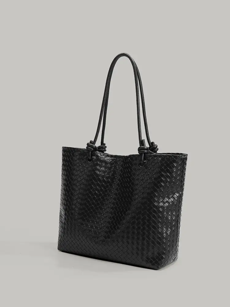 Black Woven Women's Tote Bag 2025 Large Capacity