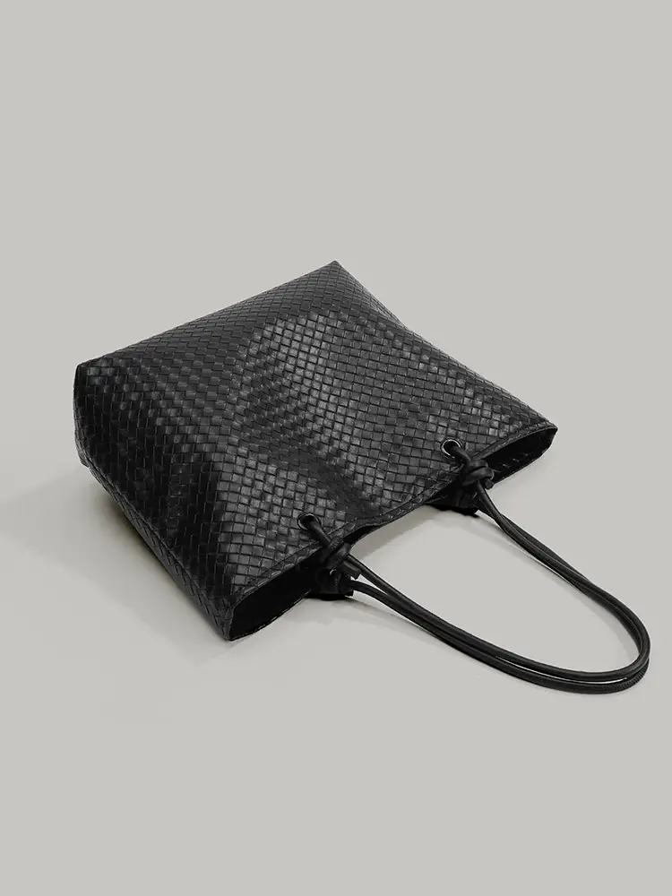 Black Woven Women's Tote Bag 2025 Large Capacity