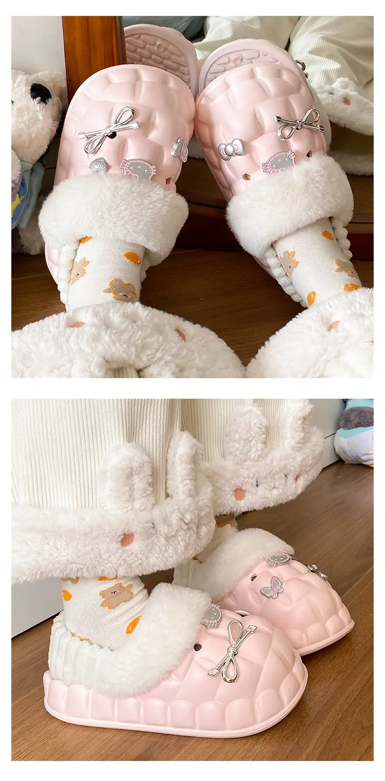 Pink Plush Cotton Winter Slippers for Women — feature 13