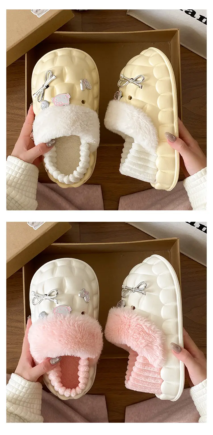 Pink Plush Cotton Winter Slippers for Women — feature 15