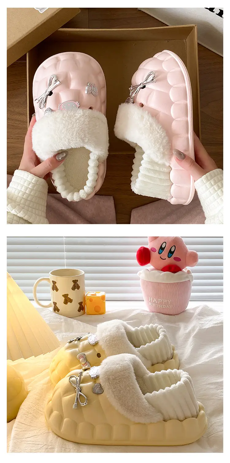 Pink Plush Cotton Winter Slippers for Women — feature 16