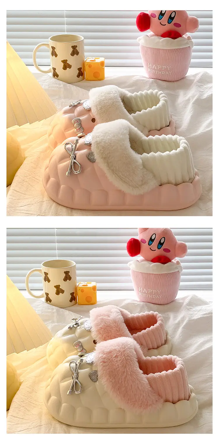 Pink Plush Cotton Winter Slippers for Women — feature 17