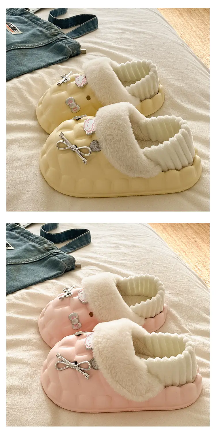 Pink Plush Cotton Winter Slippers for Women — feature 24