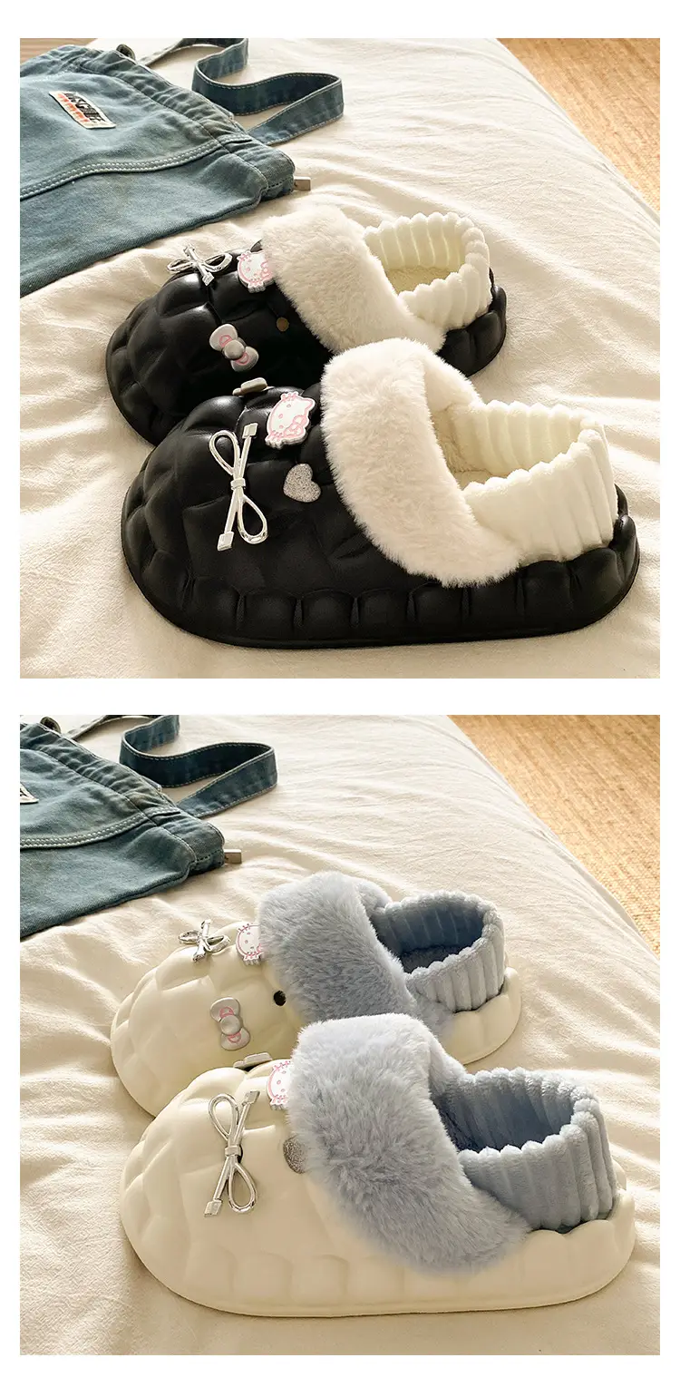 Pink Plush Cotton Winter Slippers for Women — feature 25