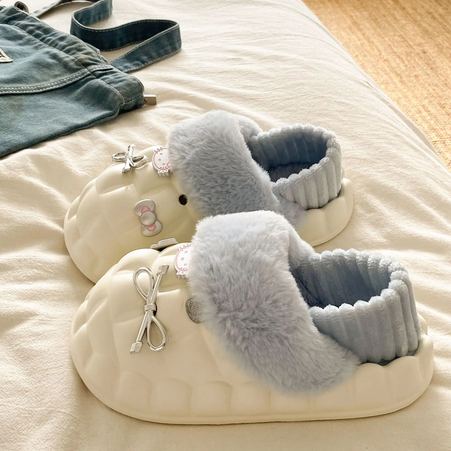 Pink Plush Cotton Winter Slippers for Women