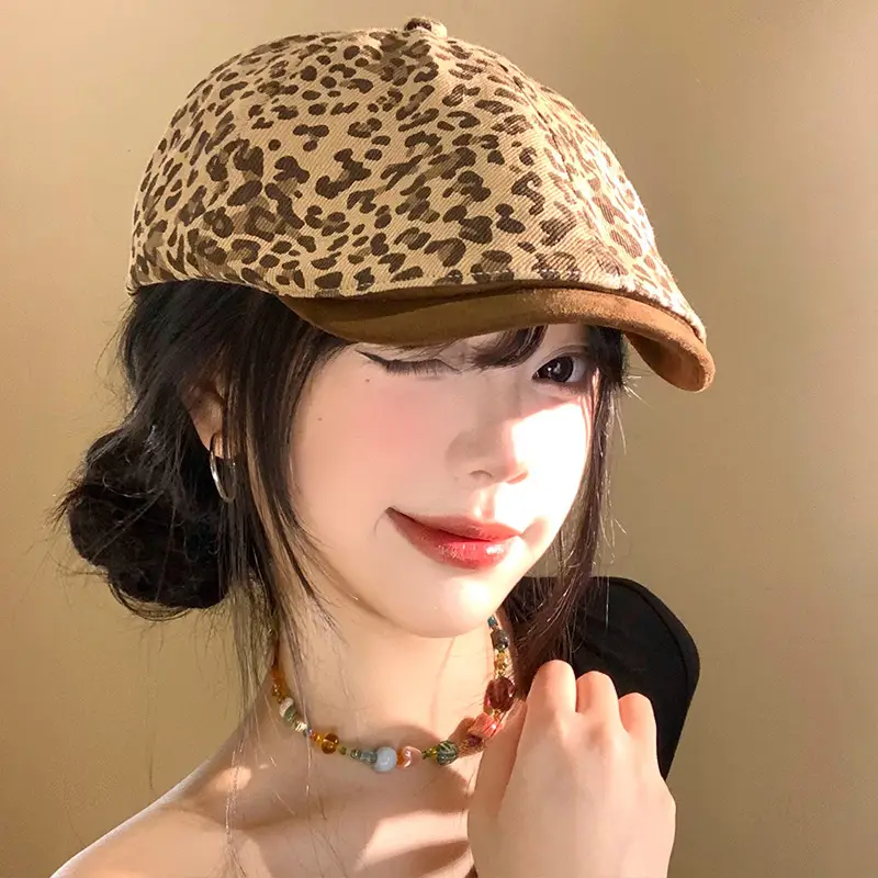 Vintage Leopard Print Forward Cap for Women - Image 3