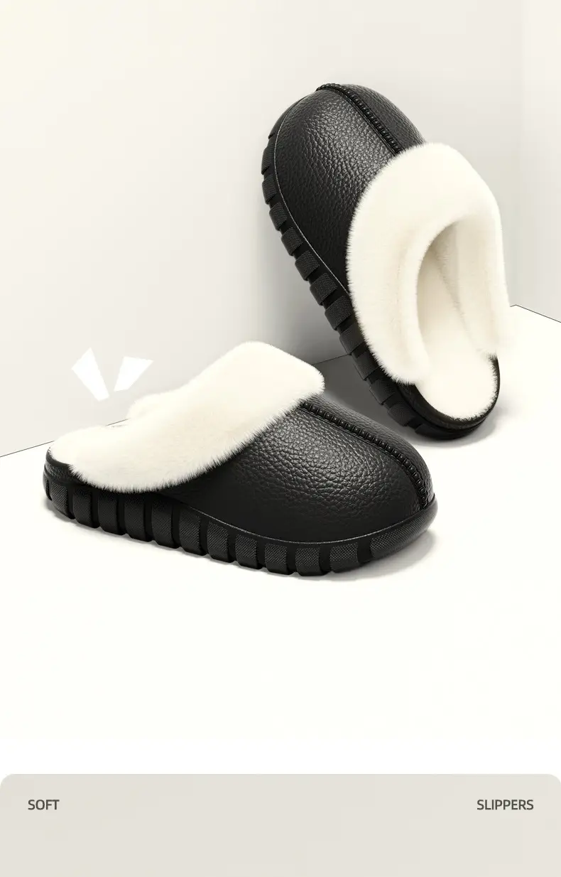 Manufacturer Wholesale Winter Indoor Home Couple Fur Slippers Warm Shoes Postpartum Non-Slip Plus Velvet Men's Cotton Slippers Women — feature 5