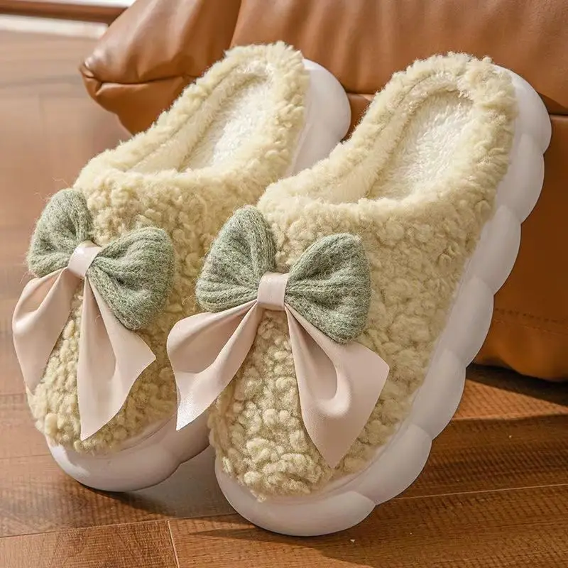 2025 Cartoon Cotton Slippers for Men, Autumn and Winter Indoor Home Thick-Soled Fleece-Lined Warm Outdoor Wear Couple Maternity Slippers for Women