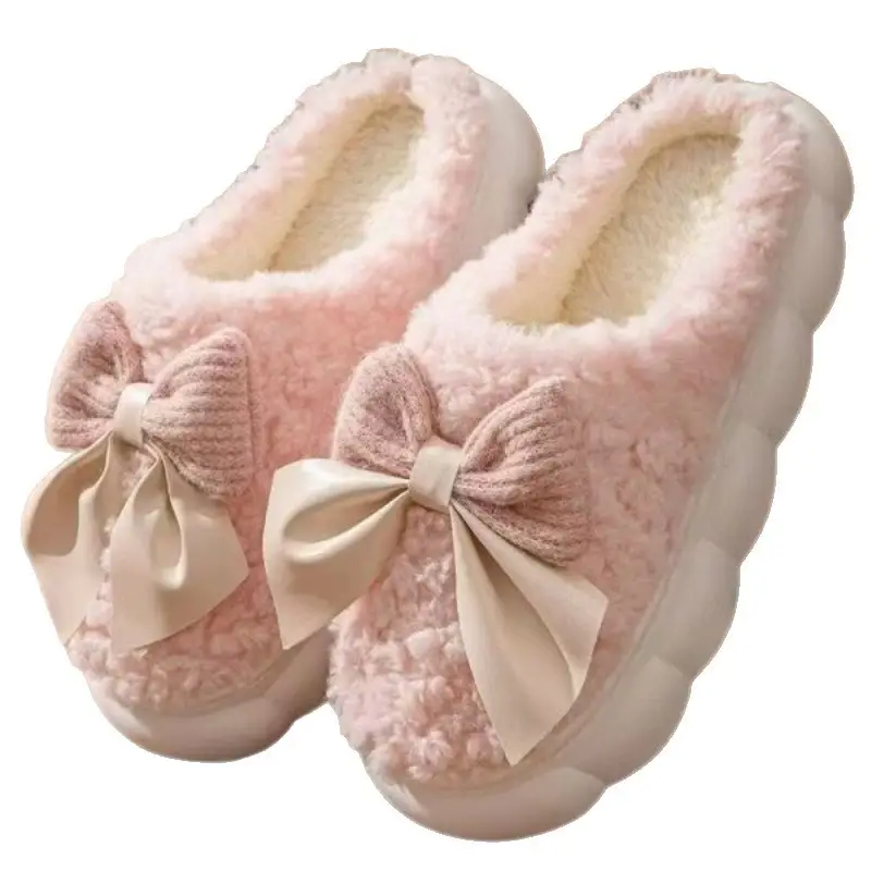 2025 Cartoon Cotton Slippers for Men, Autumn and Winter Indoor Home Thick-Soled Fleece-Lined Warm Outdoor Wear Couple Maternity Slippers for Women