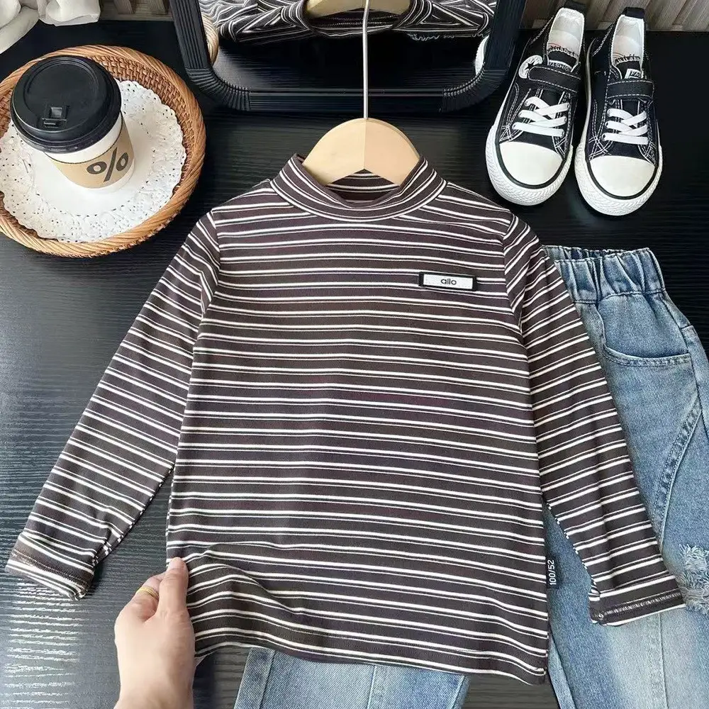 2025 Striped Stretch T-Shirt for Boys Winter Clothing - Image 6
