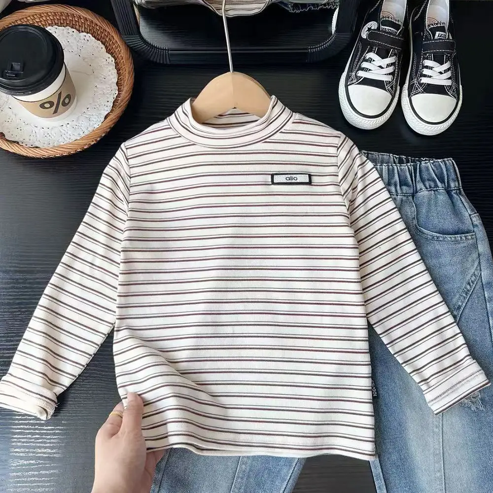 2025 Striped Stretch T-Shirt for Boys Winter Clothing — feature 2