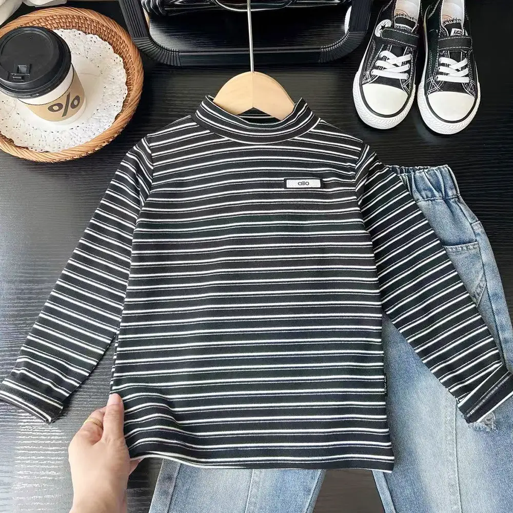 2025 Striped Stretch T-Shirt for Boys Winter Clothing — feature 4