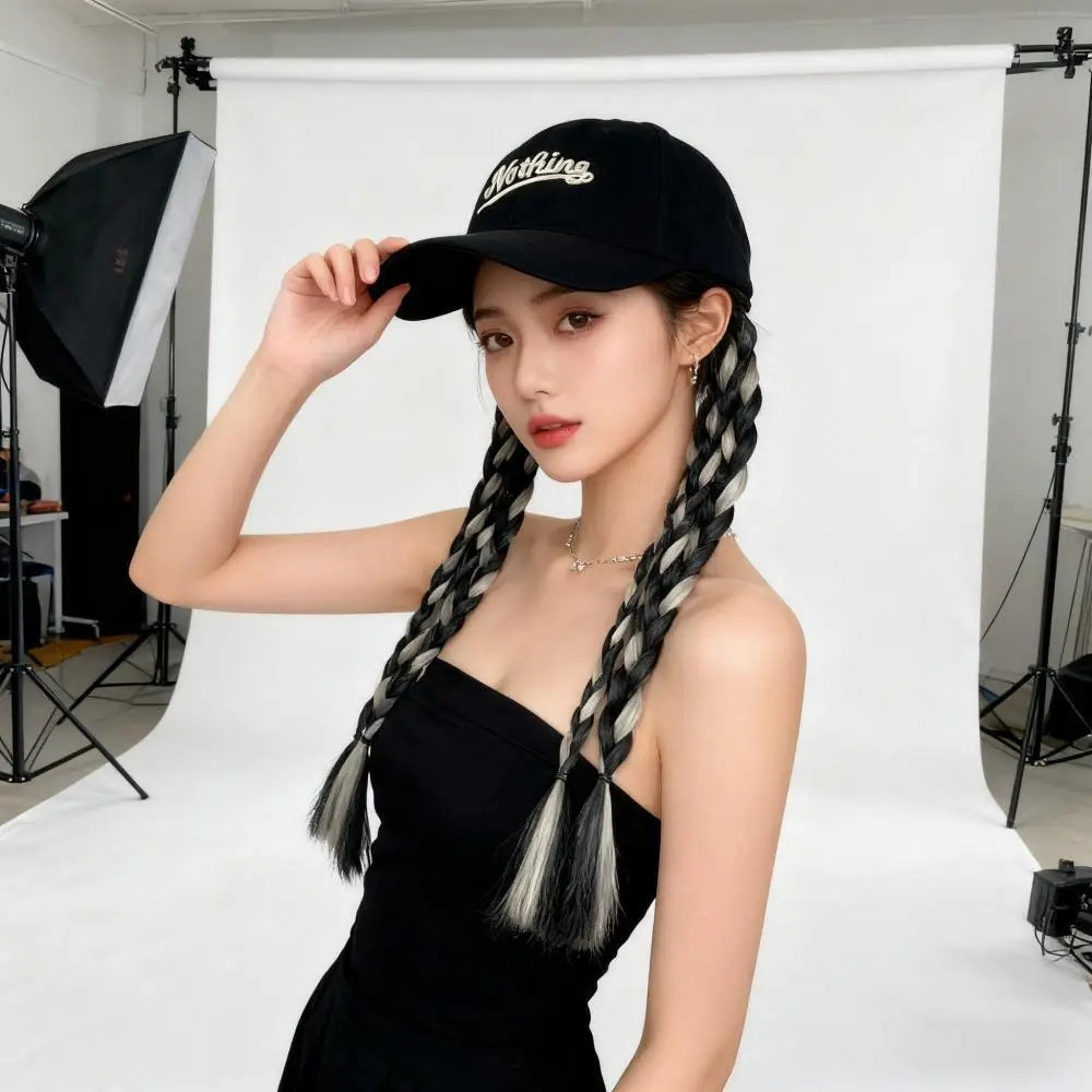 Women's Braided Cap with Colorful Ponytail - Image 8