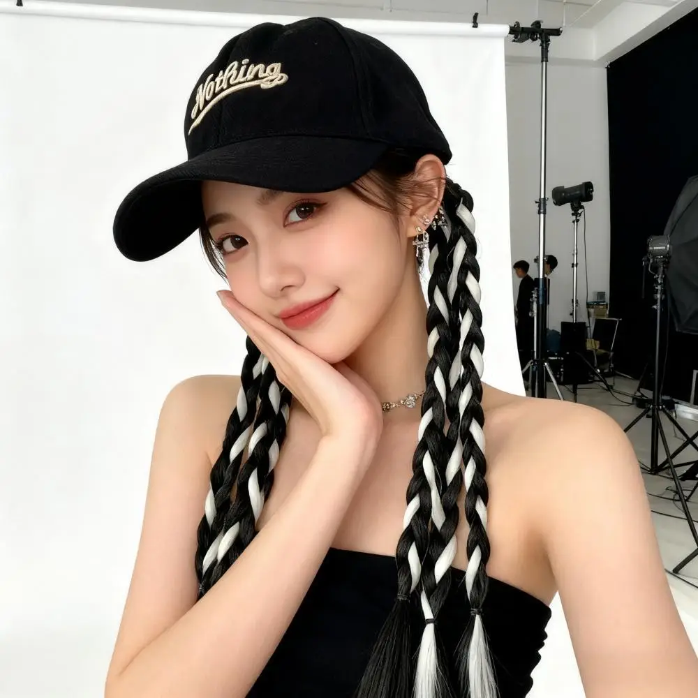 Women's Braided Cap with Colorful Ponytail - Image 10