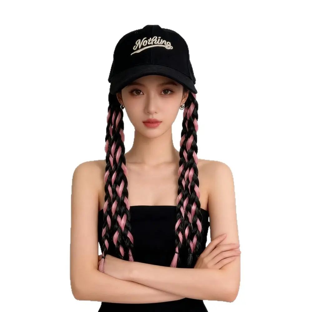 Women's Braided Cap with Colorful Ponytail - Image 11