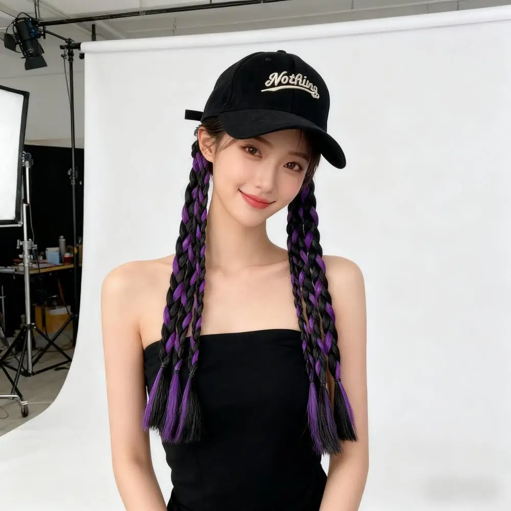 Women's Braided Cap with Colorful Ponytail — feature 11