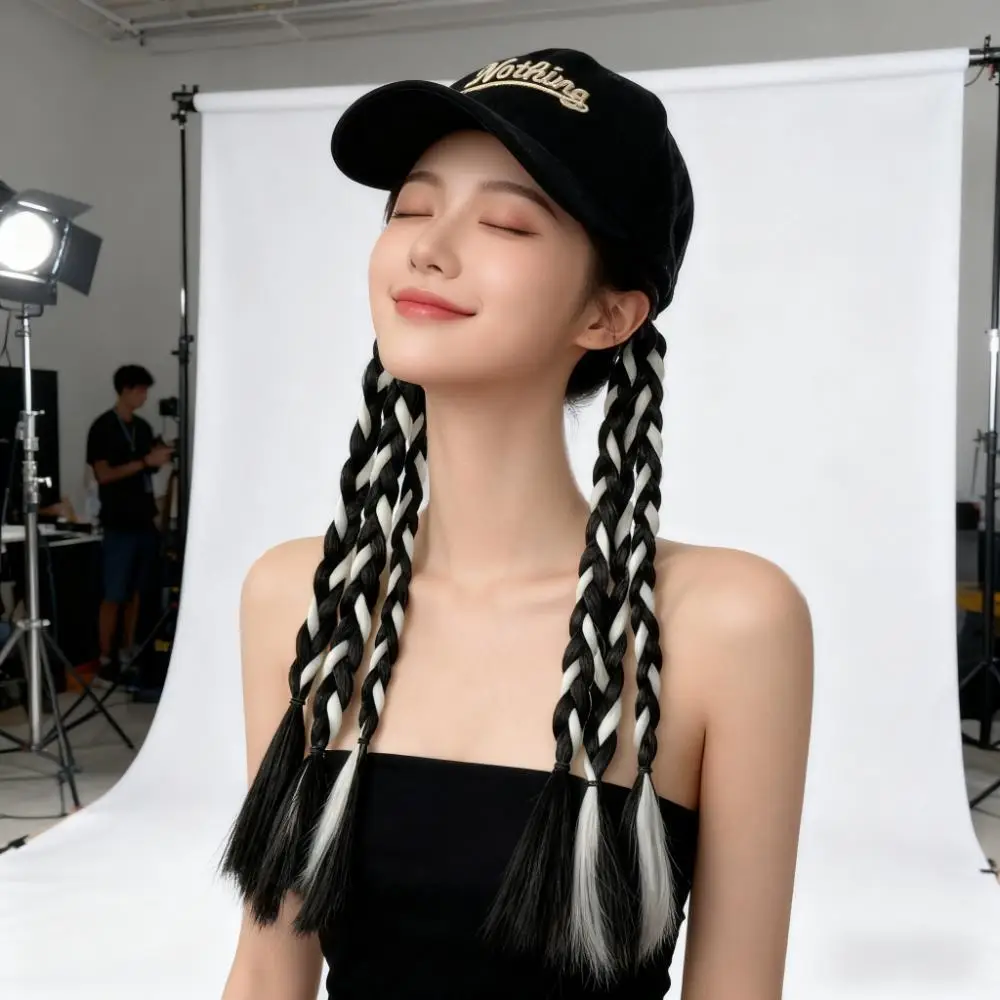 Women's Braided Cap with Colorful Ponytail — feature 13