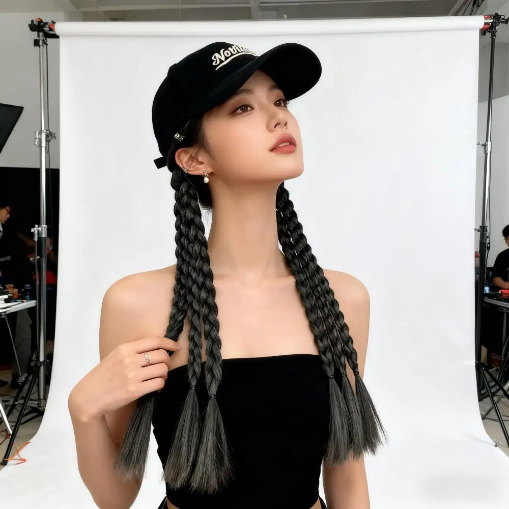 Women's Braided Cap with Colorful Ponytail — feature 15