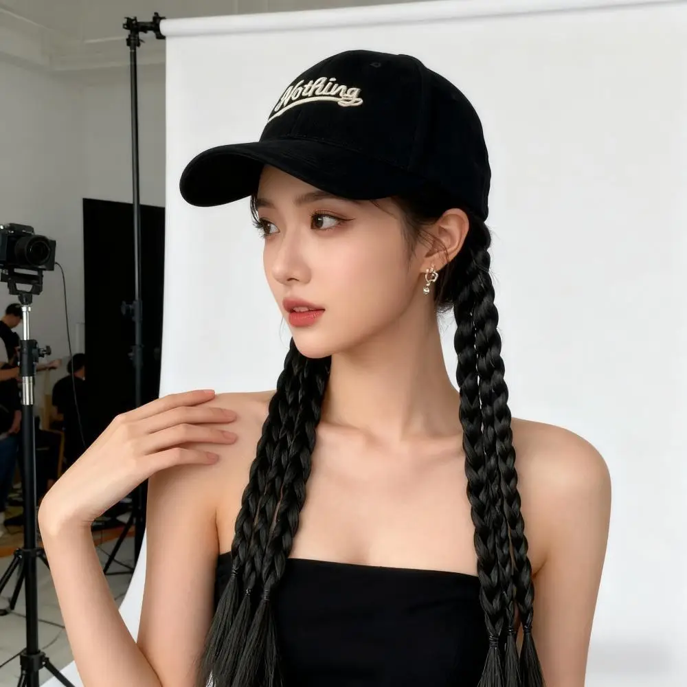Women's Braided Cap with Colorful Ponytail — feature 16