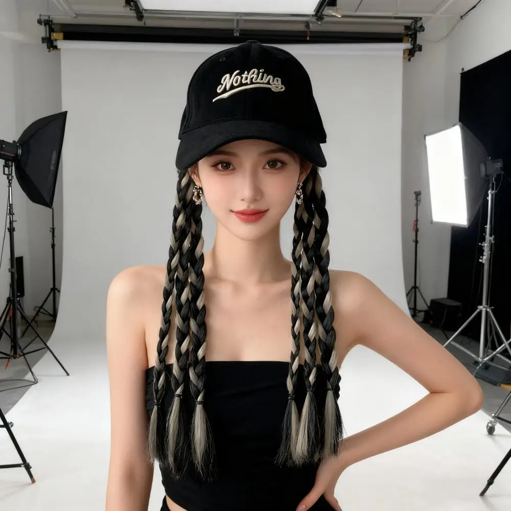 Women's Braided Cap with Colorful Ponytail — feature 7