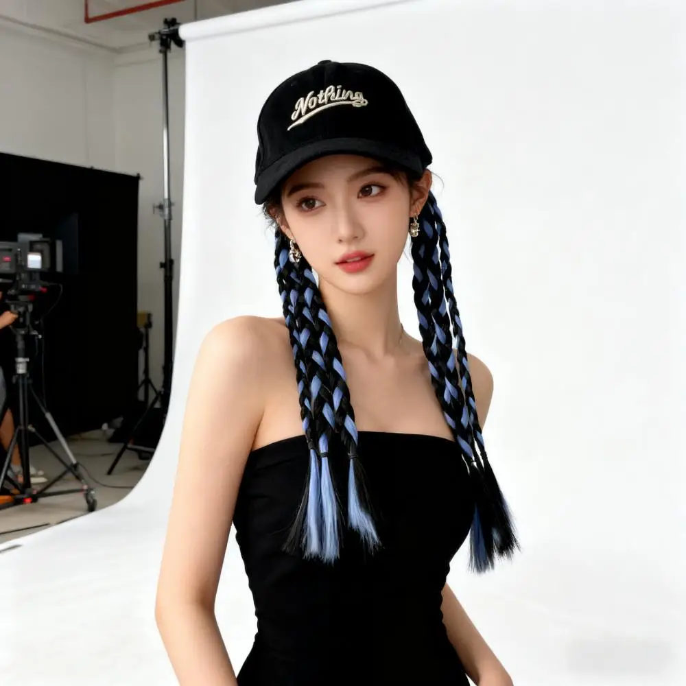 Women's Braided Cap with Colorful Ponytail — feature 9