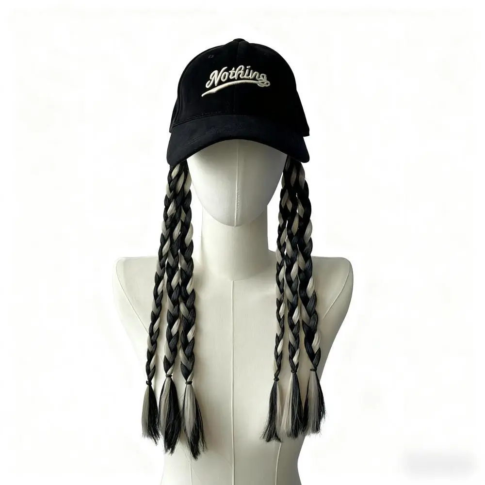 Women's Braided Cap with Colorful Ponytail - Image 2