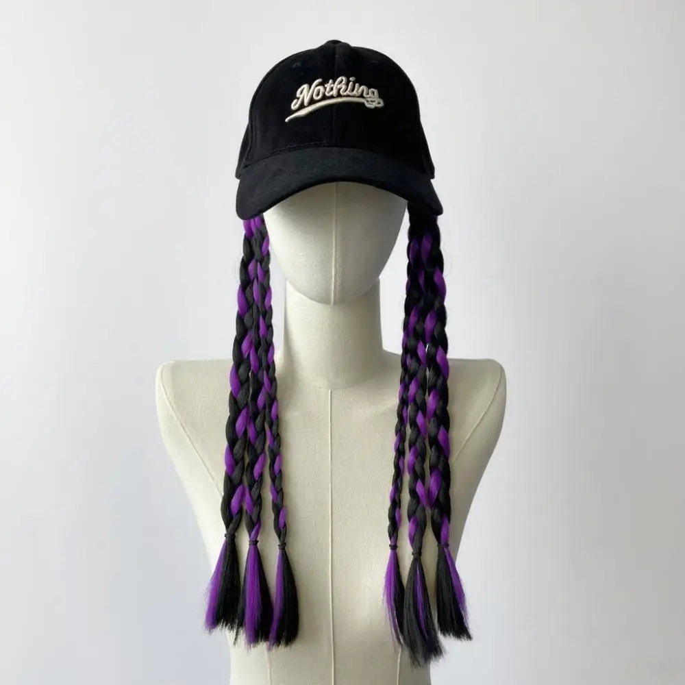 Women's Braided Cap with Colorful Ponytail - Image 3