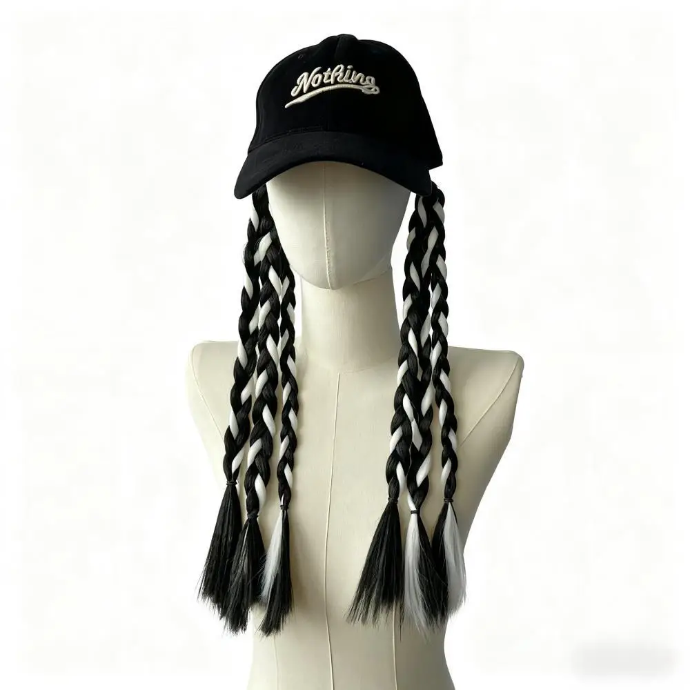 Women's Braided Cap with Colorful Ponytail - Image 4
